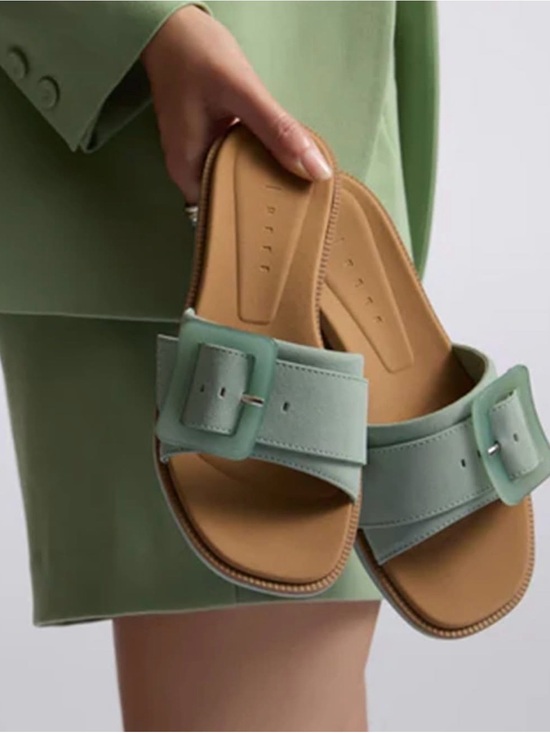 Reef Shoes - Reef Mint Green Slide Sandals with Tan Footbed